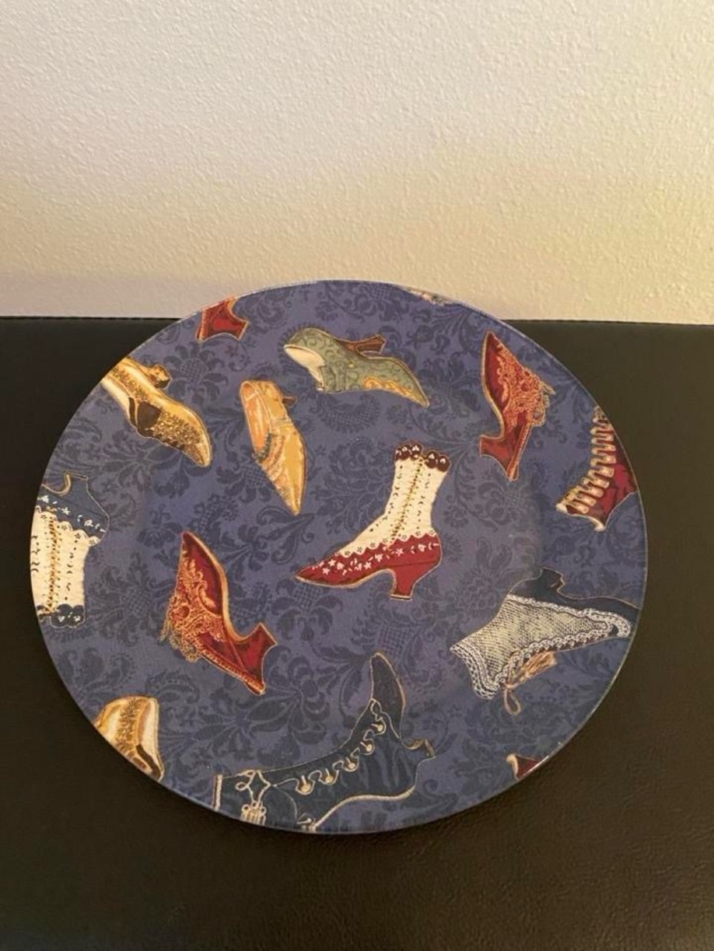 Blue Victorian Boot Accent Plate - Unbranded Decorative Plate